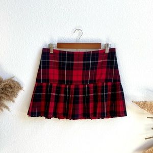 Necessary objects red plaid high waisted skirt